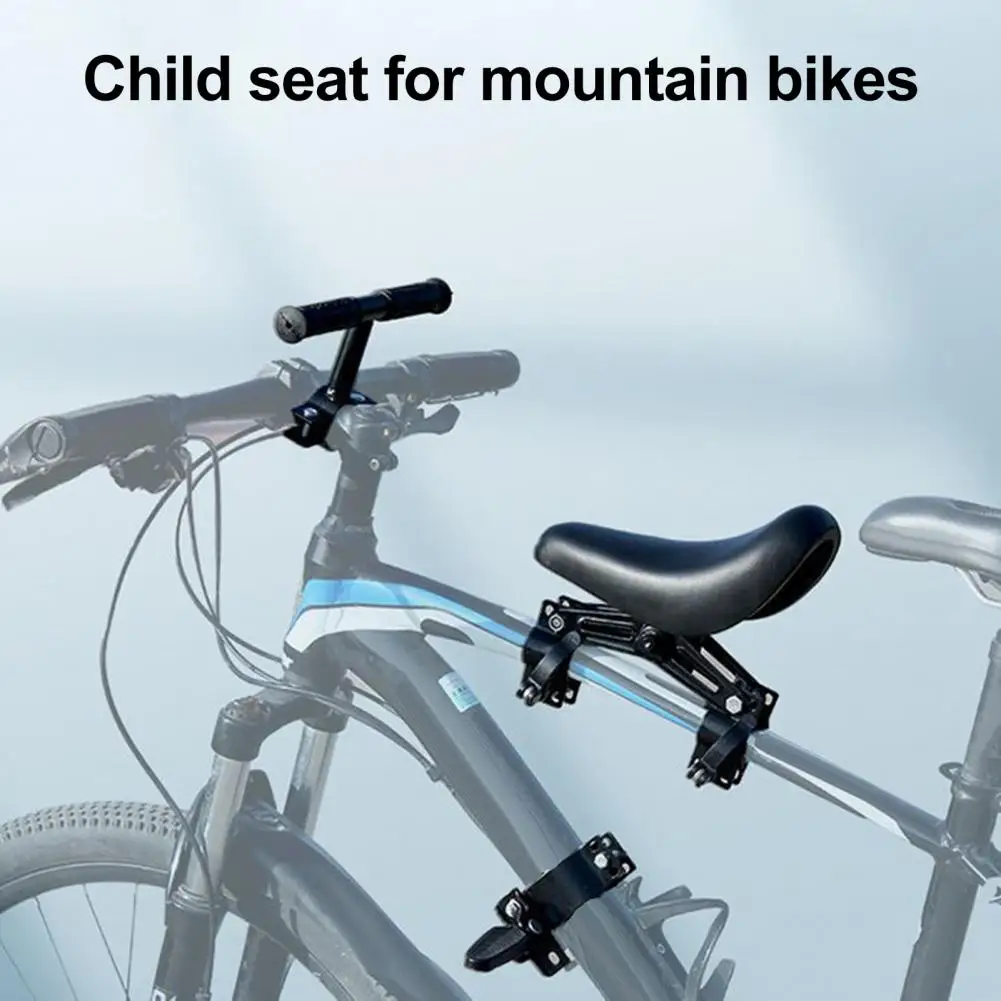 Kids Bicycle Front Seat Mountain Bike Children Seat Front Mounted Kids Bike Seat with Handlebar Foot Pedal Detachable Toddler