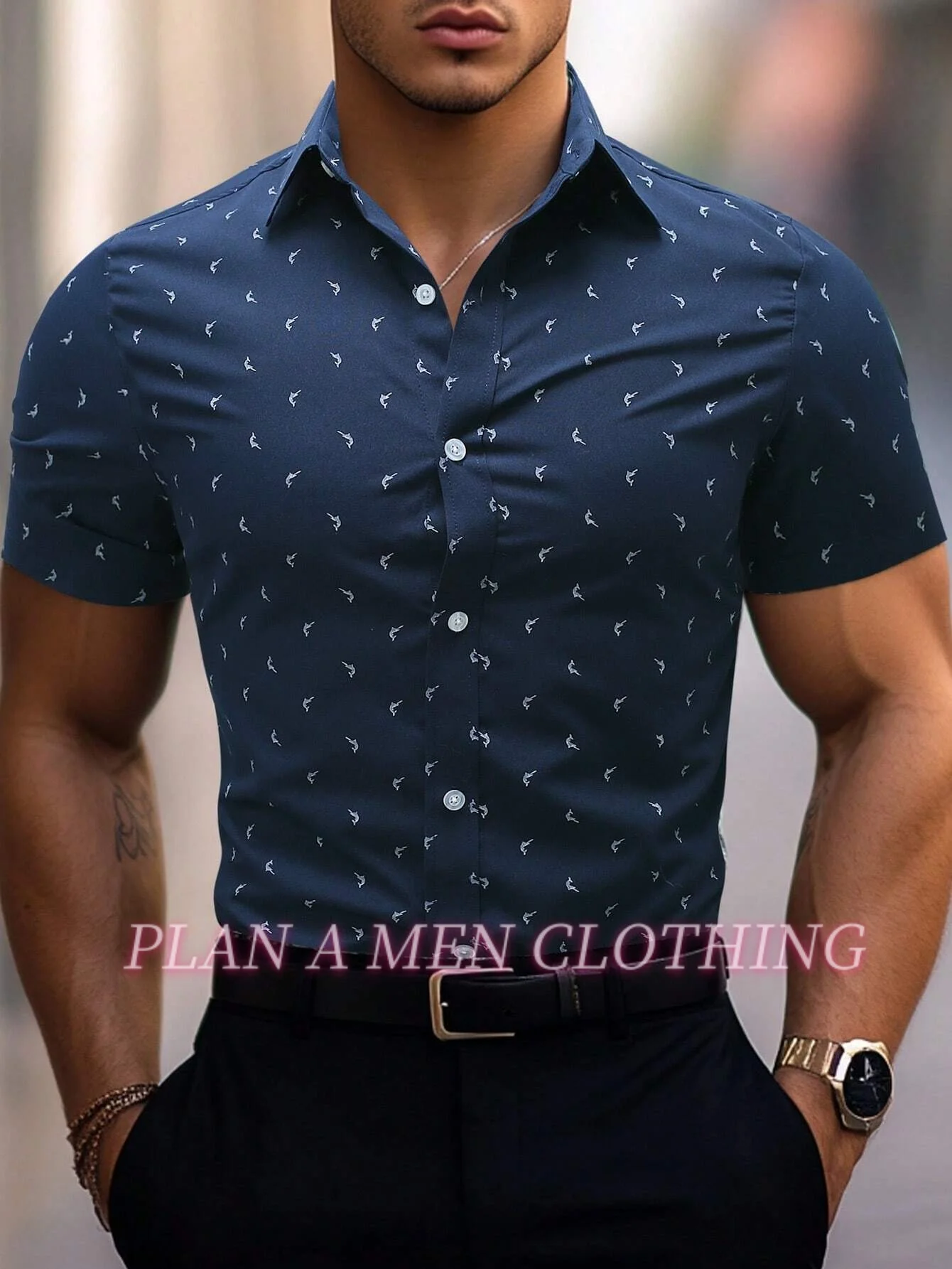 2025 primavera Camicia con stampa piccolo squalo Camicia hawaiana a maniche corte da uomo Moda Top Camicetta ampia Abbigliamento Camicia da uomo da ufficio quotidiana