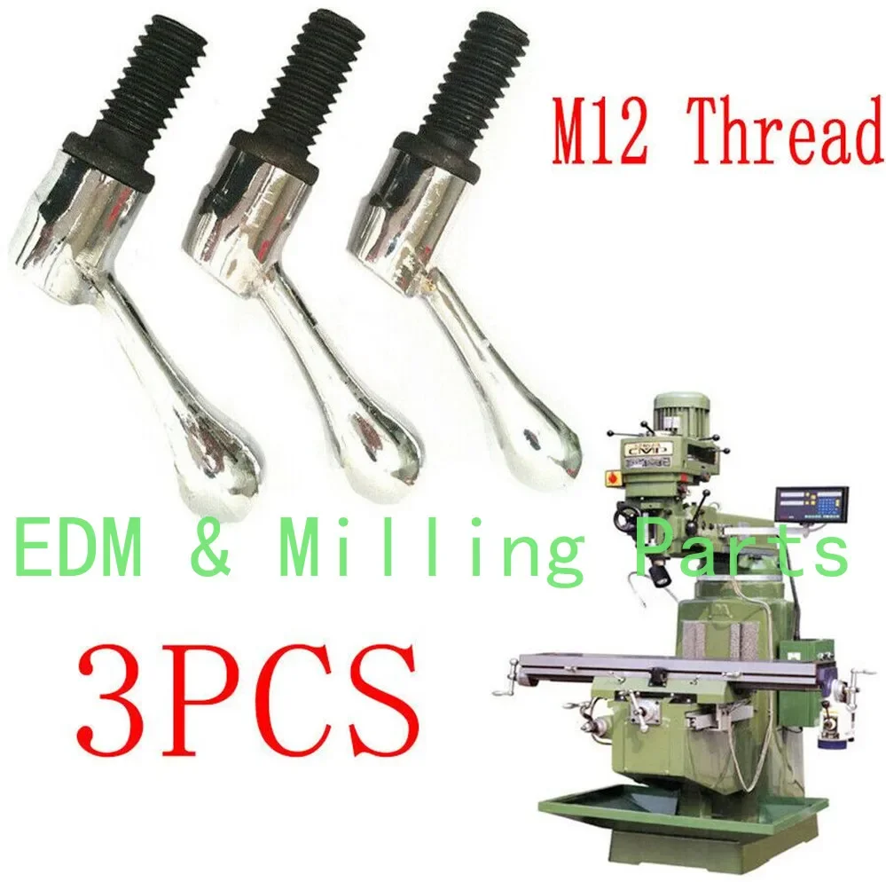 

3pcs CNC Part Head Milling Machine Table Lock Bolt Handle M12 Thread For Bridgeport Mill Part