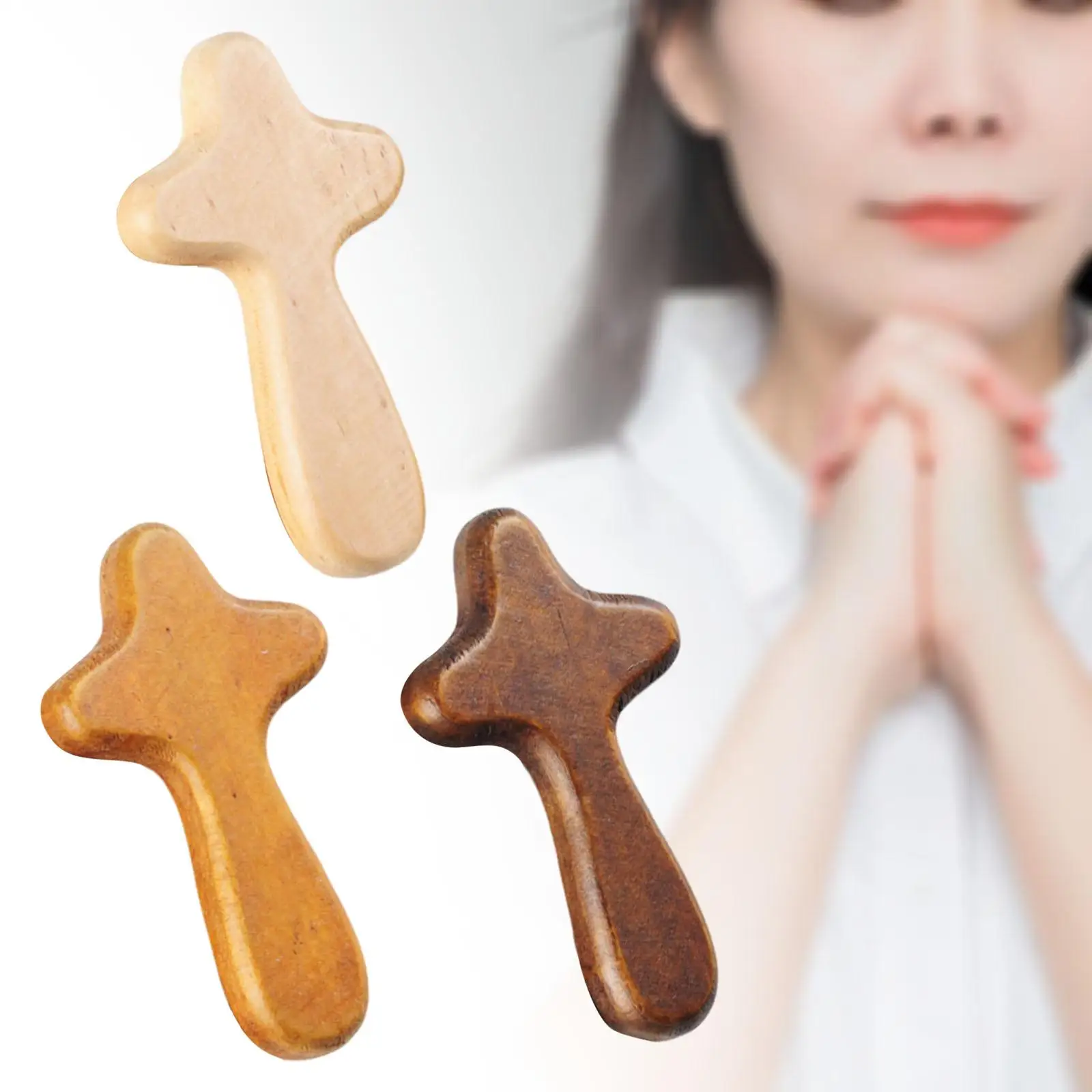 Wooden Cross to Hold Your Hand Collectible Portable Encouragement Gift Hand Cross for Shelf Christmas Christian Nursery Table