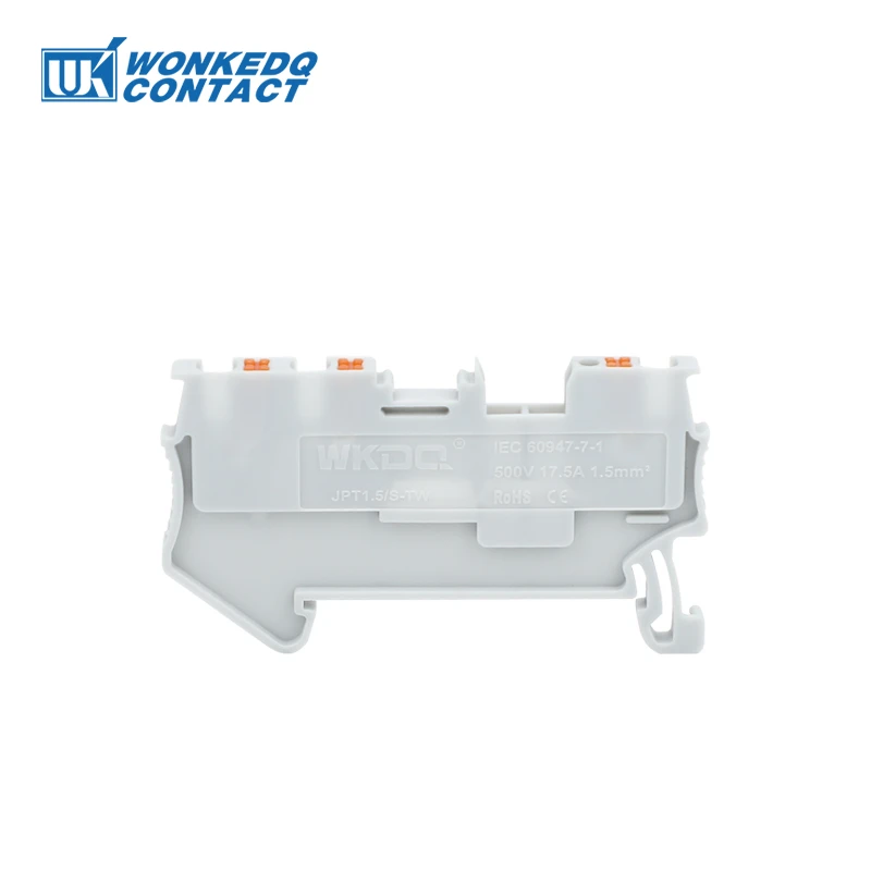 10Pcs PT1.5-TW PT 1.5-TW Push-In Twin 3-Conductor Feed-Through Strip Wire Electrical Connector Din Rail Terminal Block PT 1.5TW