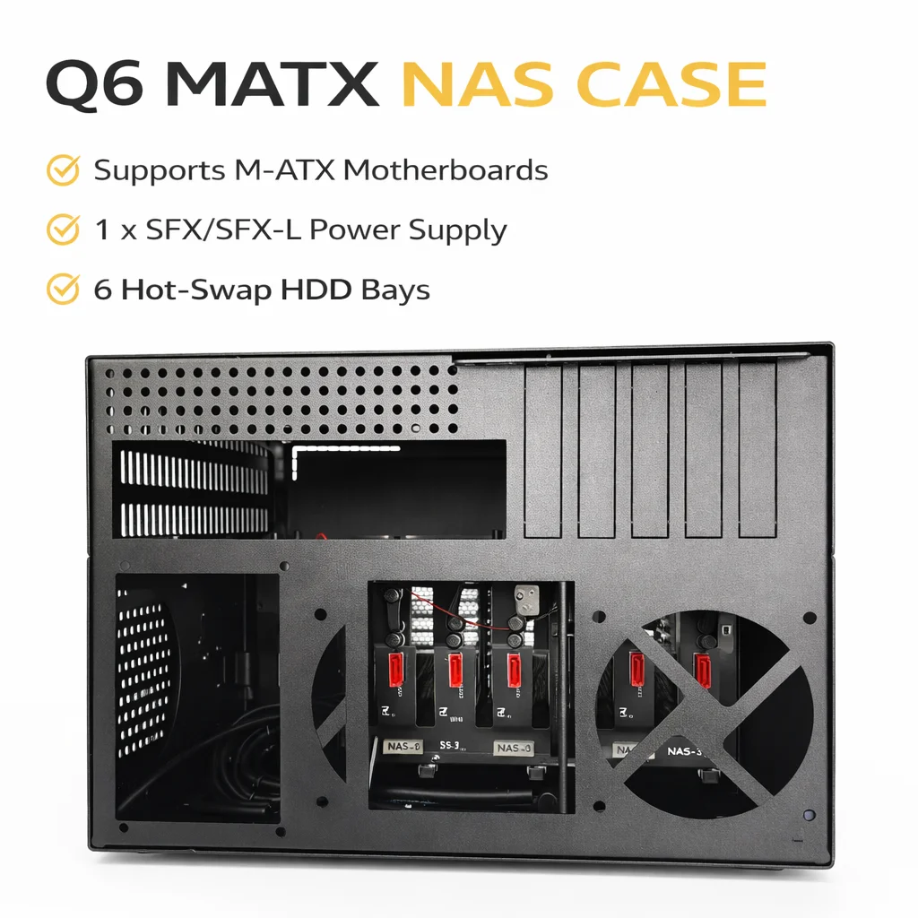 Q6 MATX NAS Case 6 Bay Desktop Server Case 3.5