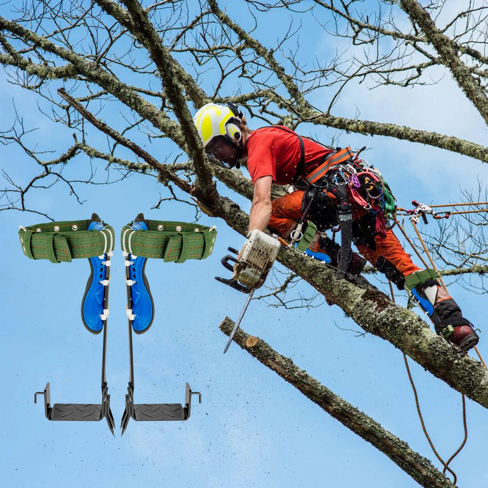Tree Pole Climbing Spike Set Safety Belt Straps Portable Climb Trees Tool for Outdoor Fruit Pick