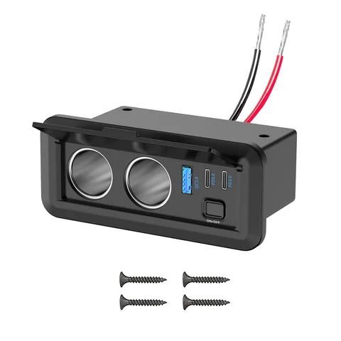 Новая двойная розетка прикуривателя 78 Вт, 12 В, USB-розетка, двойной USB-C PD и QC3.0, автомобильное зарядное устройство с переключателем для автобуса, лодки, морского автофургона