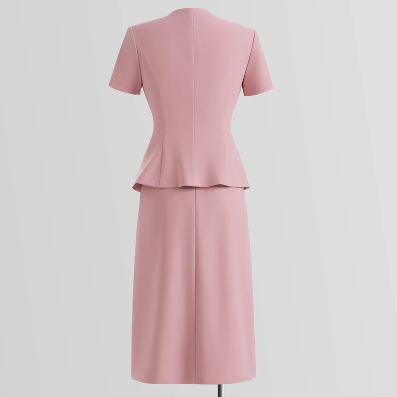 Navu conjunto de terno de manga curta para mulheres verão nova moda elegante uniforme de trabalho profissional escritório senhoras magro blazar e saia