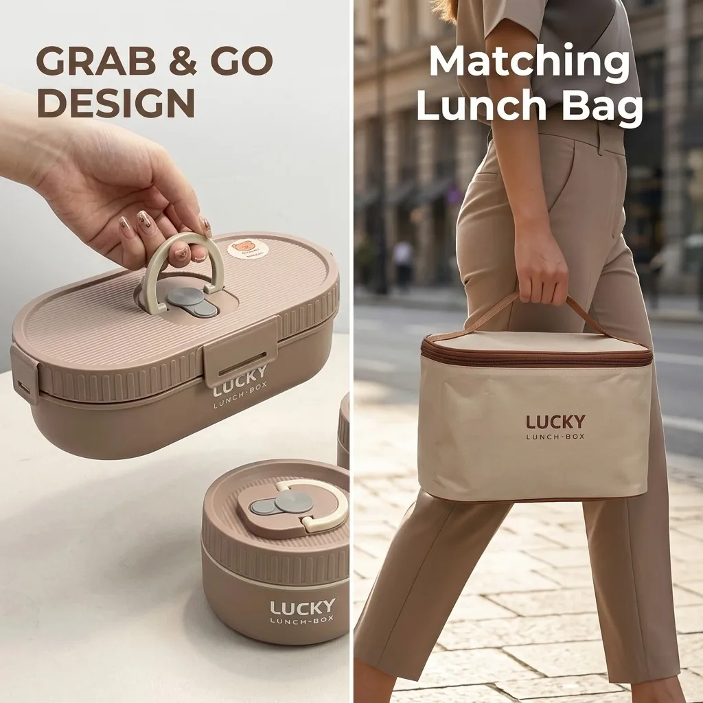 WORTHBUY Ovalisolierte Lunchbox aus Edelstahl 304, für Kinder, Studenten, tragbar, auslaufsicher, geteilter Lebensmittelbehälter, mikrowellengeeignet – Detail 6