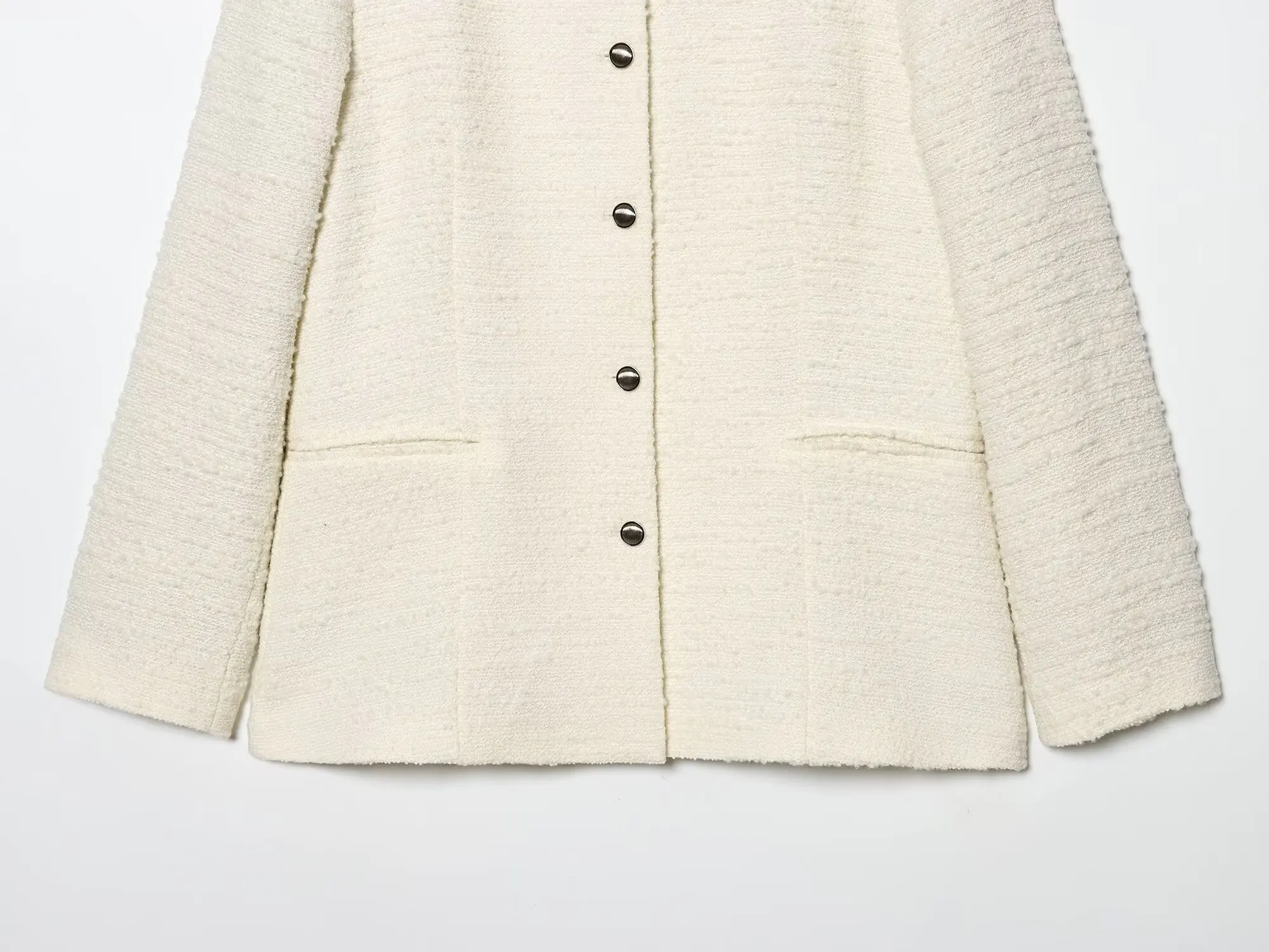 เจนนี่&เดฟเสื้อแจ็คเก็ตผู้หญิงสไตล์มินิมอลสีเบจแบบฝรั่งเศส เสื้อผ้าผู้หญิง เบลเซอร์ผู้หญิง กระดุมแถวเดียว คอทรงกลม เสื้อสูทสำหรับผู้หญิง