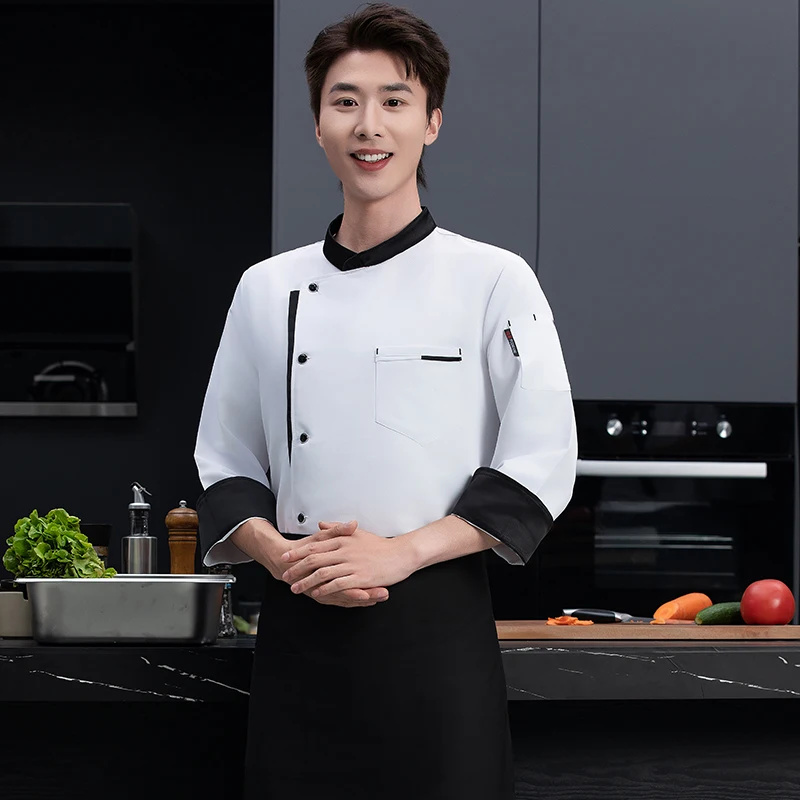 Ristorante Catering Giacca da cuoco Uomo Donna Camicia a maniche lunghe Hotel Cucina Uniforme Cameriere Abbigliamento da lavoro Panetteria Cucina Chef Cappotto Top