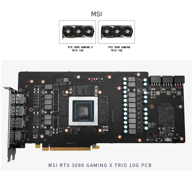 Barrow RTX 3080 GPU Water Cooling Block for MSI RTX3080 GAMING TRIO, Full Cover 5v ARGB GPU Cooler, BS-MSG3080M-PA