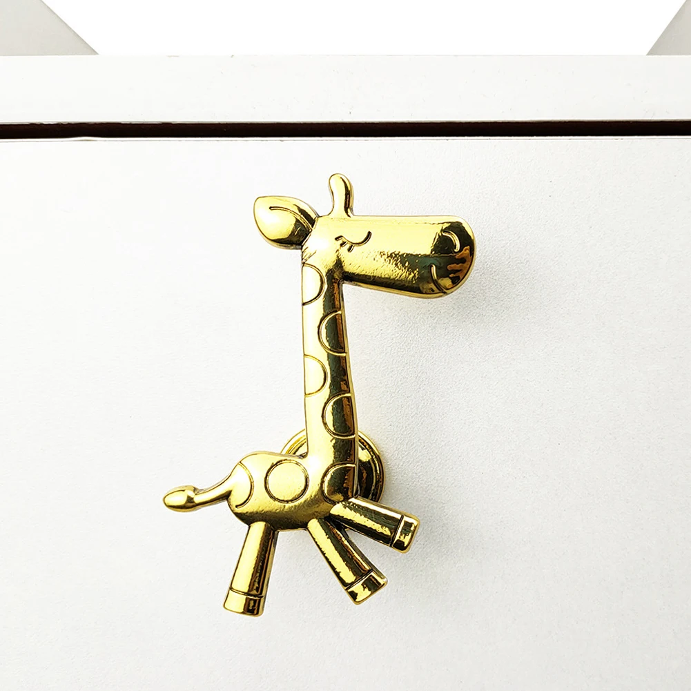 1pcs Cabinets Handle Pulls Accessories Cabinets For Children Furniture Giraffe Shape Handle Knobs Multi-layer Plating