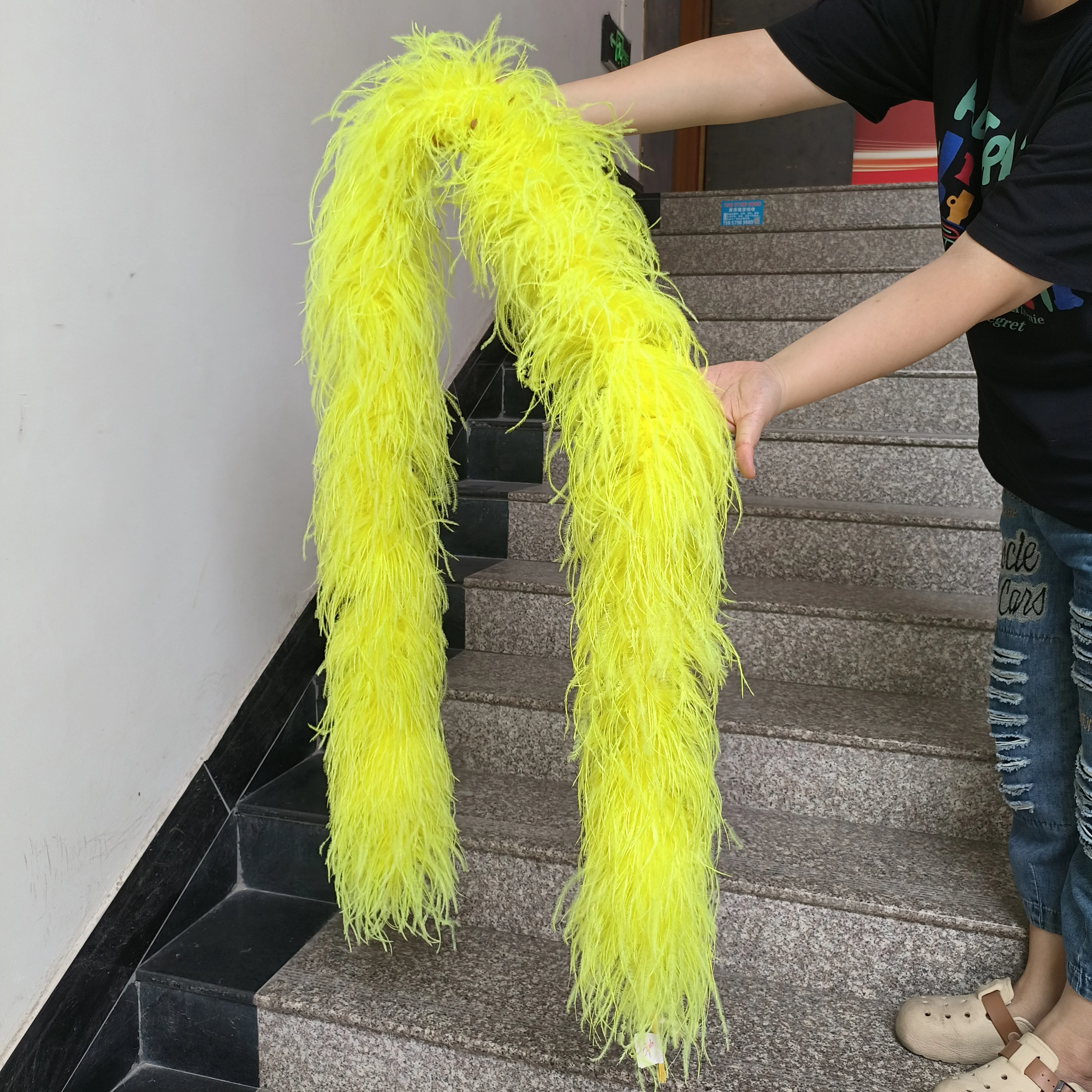 2 Meters Natural Ostrich Feather Boa Shawl Fluffy Trim for Wedding Dress Decoration Sewing Accessory 1 3 6 8 10 Ply Options