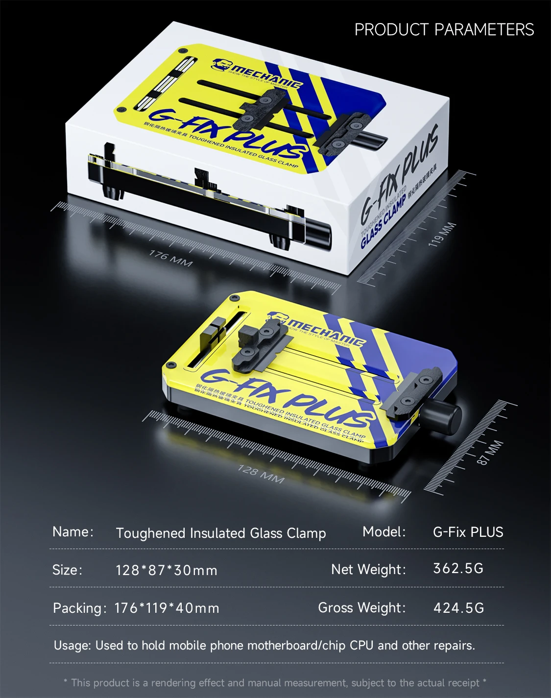 MONTEUR G-Fix PLUS Premium Professioneel Gehard Glas Klemgereedschap voor Printplaat 11-78mm Kloof Hittebestendig Concave Ontwerp