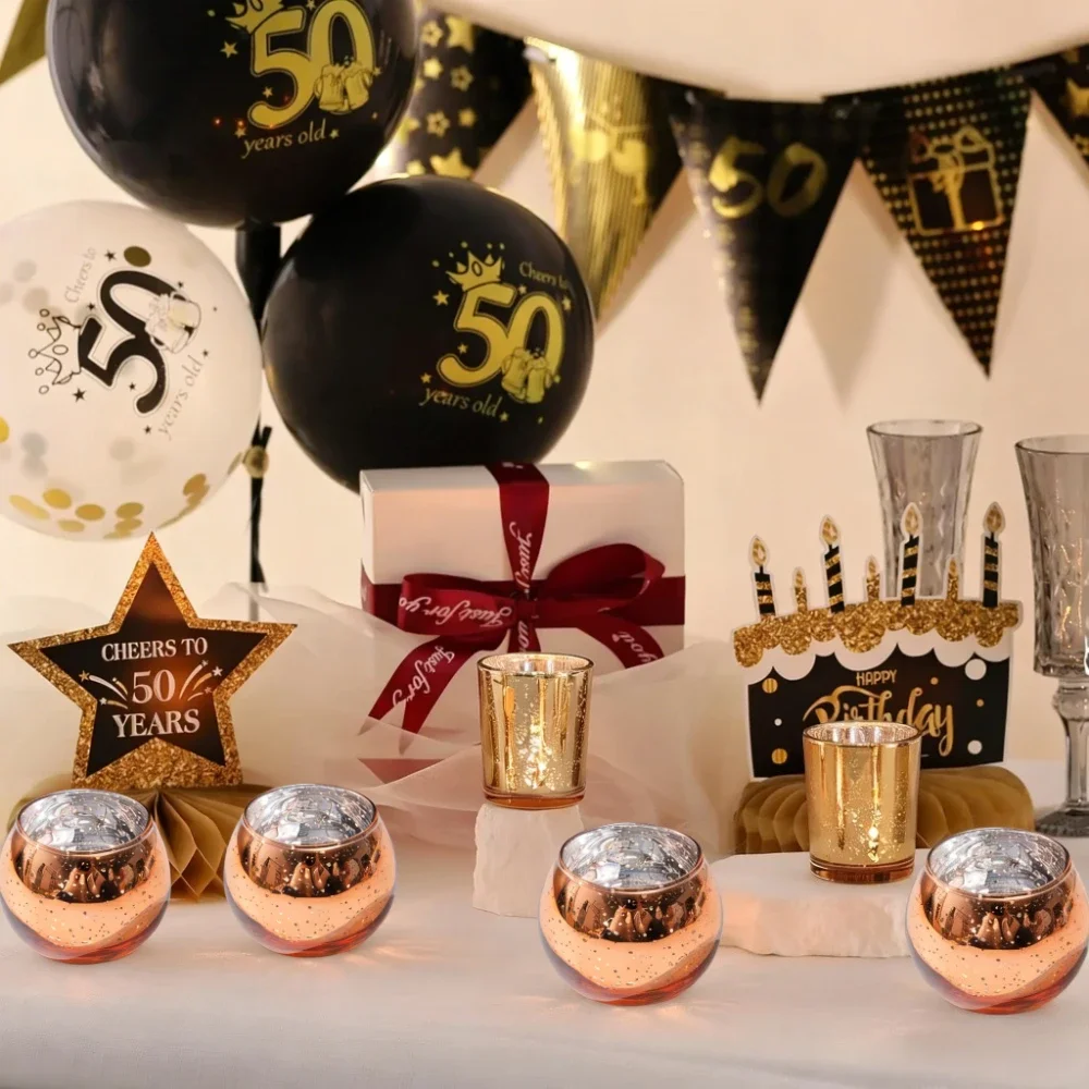 Glass Candle Holders 6/12Pcs Tea Light Holders Wedding Christmas Party Table Centerpiece Home Decor Supplies