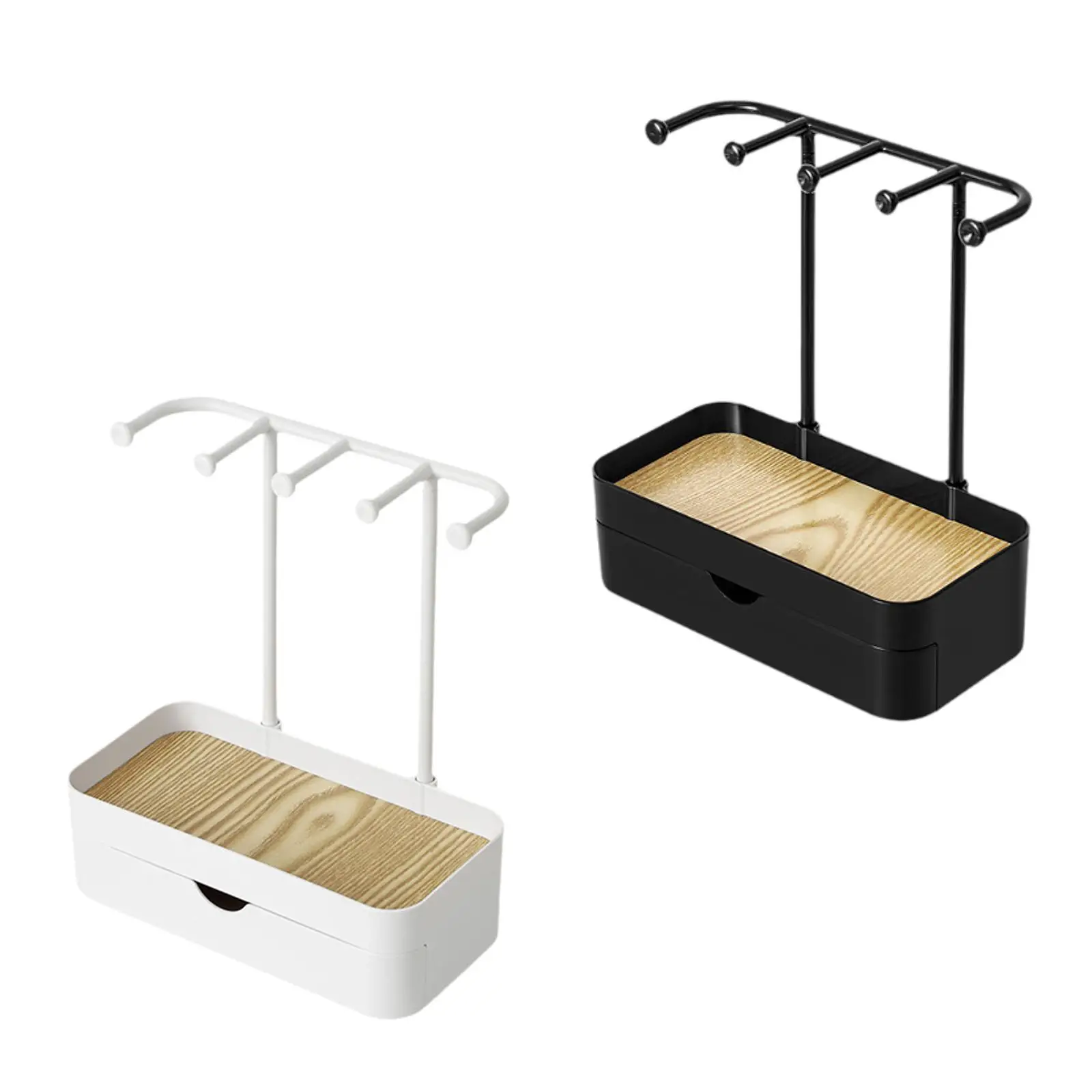 Jewelry Display Stand with Tray Rings Necklace Showcase Storage Drawer Box