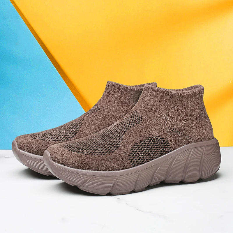 

Unisex High Top Socks Shoes Non-slip Men's Running Shoes Breathable Slip-on Casual Sneakers Platform Sports Shoes For Men Women