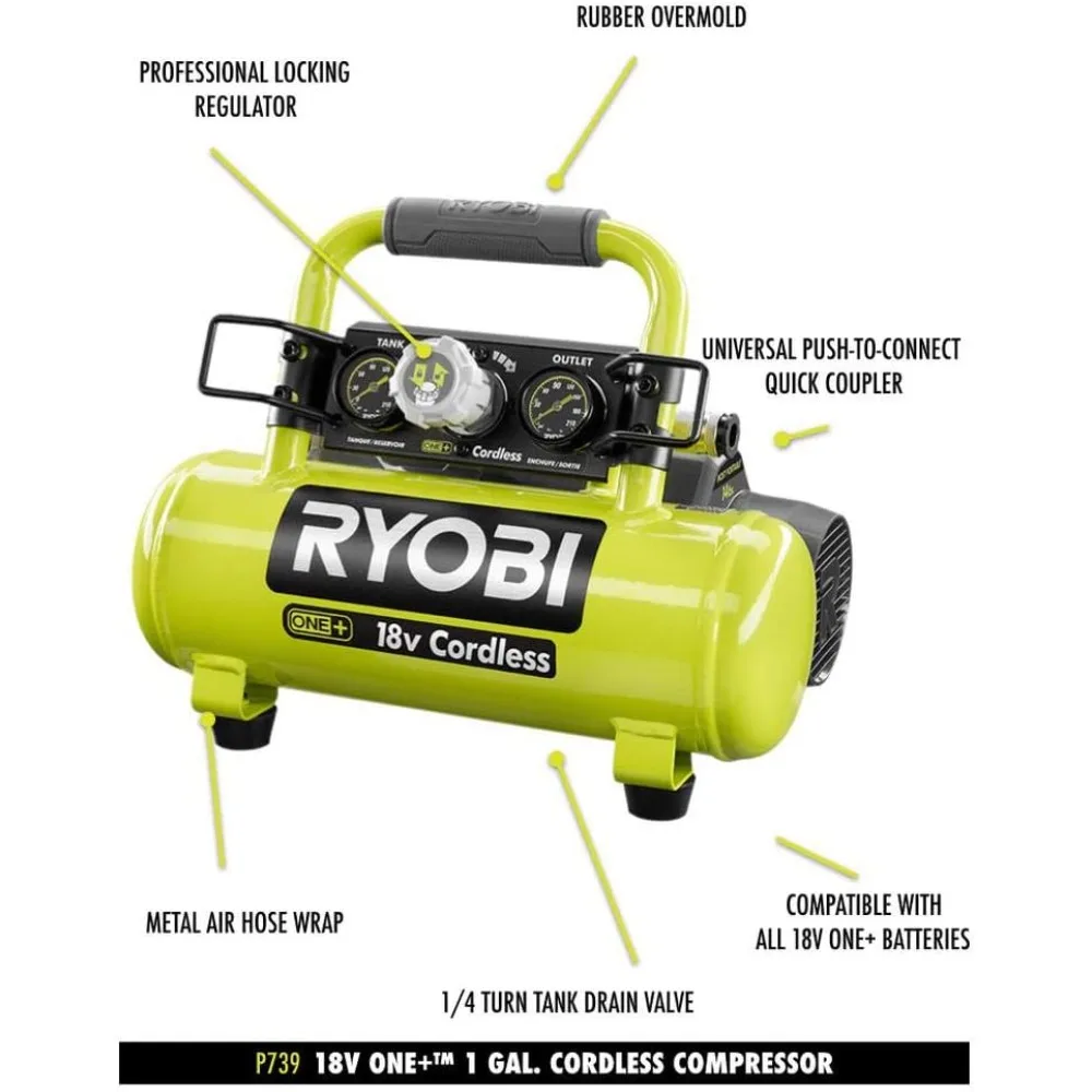 1 Gallon Air Compressor Professional Locking Regulator Keeps The Pressure Set To The Intended PSI