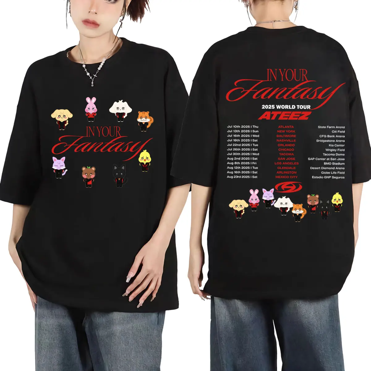 

ATEEZ 2025 World Tour in Your Fantasy Graphic T Shirts Harajuku Kpop Pop Music T-shirts Men Women Casual Fashion Loose T-shirt