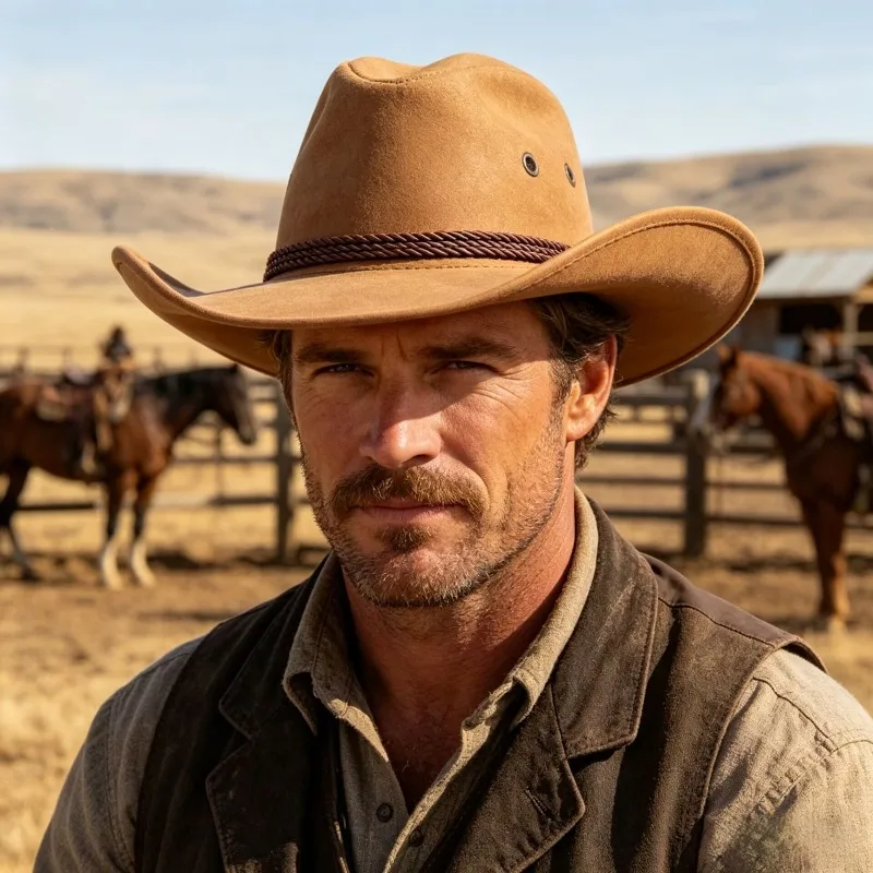 Artificial Suede Western Cowboy Hats Vintage Big-edge Gentleman Cowgirl Jazz Hat Holidays Party Cosplay Ha