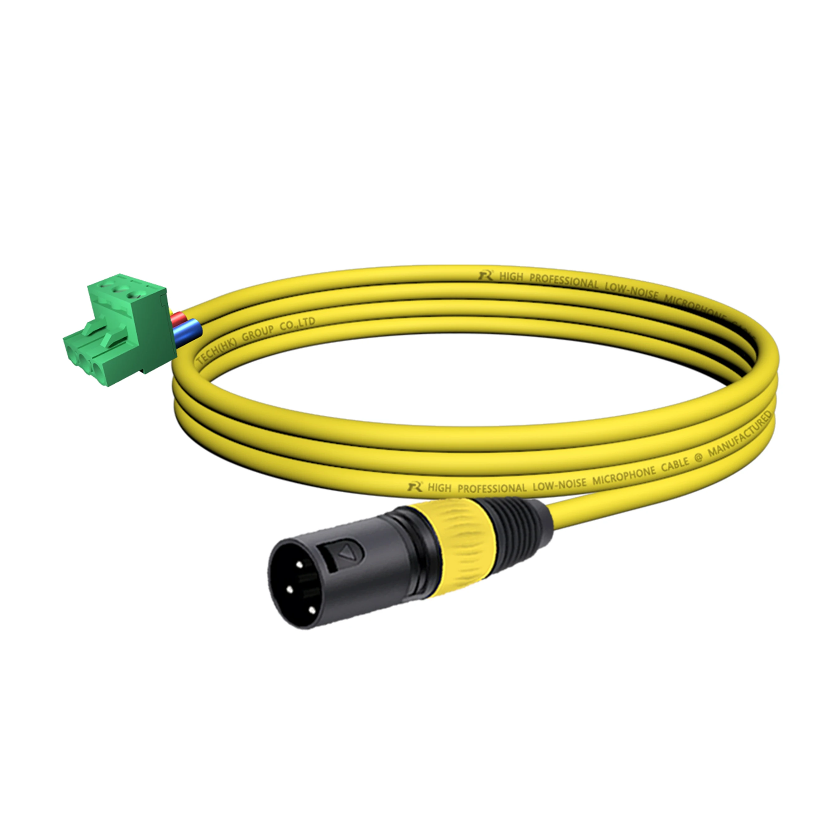 XLR-zu-PHX-Adapter, vergoldeter 3P XLR M/F zu PHX3M/2EDG 5.08 PCB Schraubklemmen-Anschlusskabel, gerändelter Endgriff, spiralförmiges Design – Detail 8