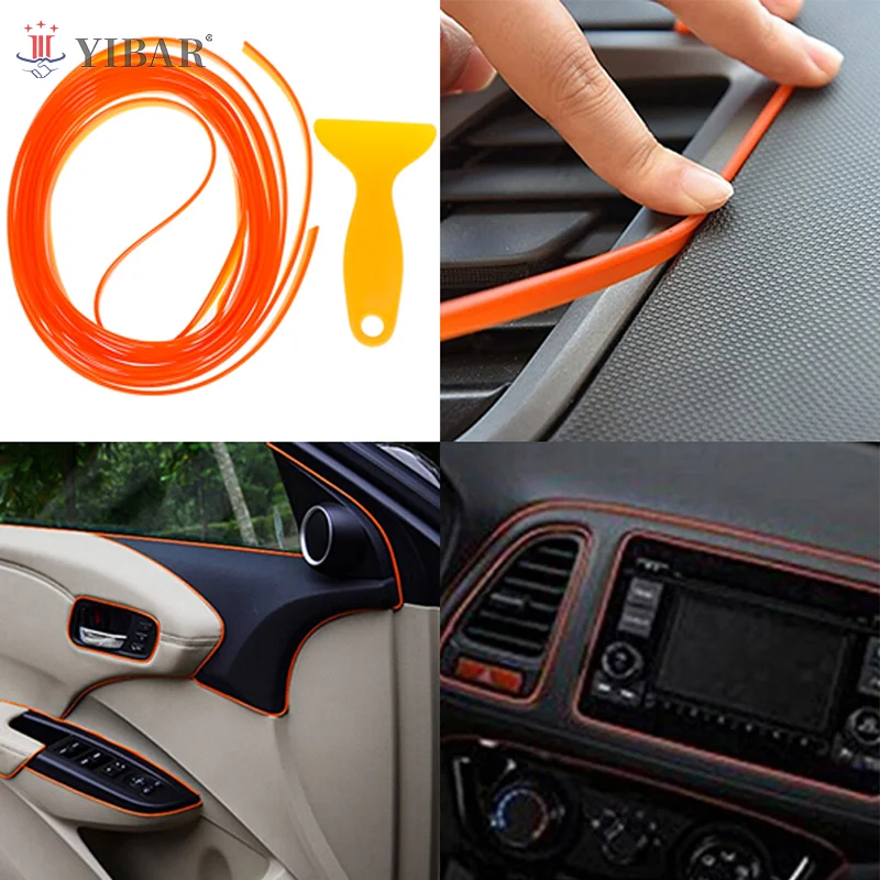 Car Interior Decor Styling Ideas 5M Orange Car Accessories Universal PVC car styling interior molding trim line gap filler kit