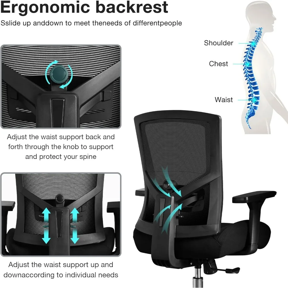 Big and Tall Office Chair 500lbs Cushion Ergonomic Office Chair with 4D Armrests and Adjustable Lumbar Support Office Desk Chair