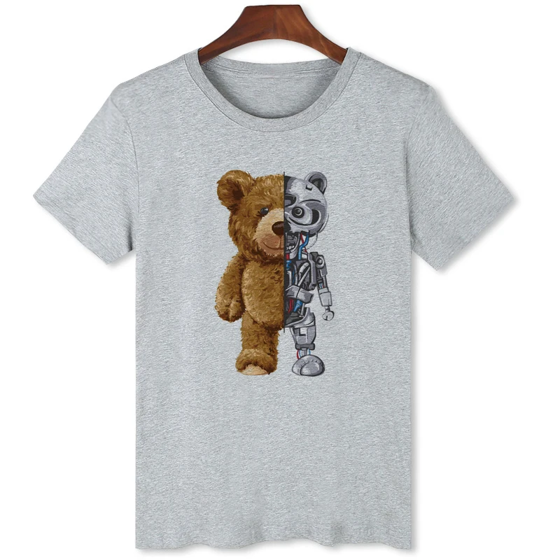 Teddy Bear Robot T-shirt Short Sleeve Tee Oversized Shirt Clothing t shirt for Men B0120