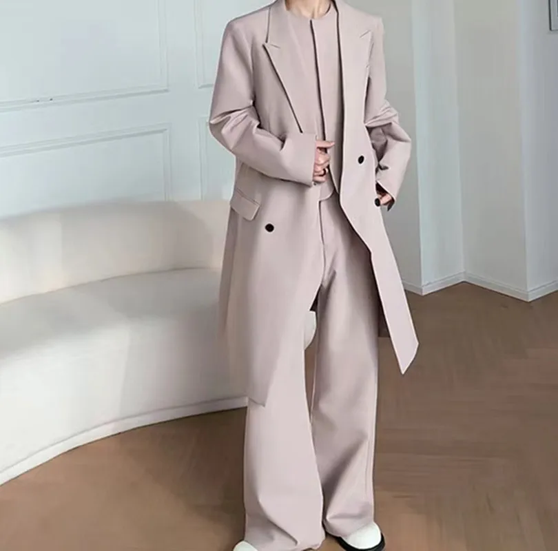 

2024 Spring New Temperament Commuting Korean Edition Straight Suit Coat Folded Half Skirt Set Long sleeved Loose fitting Suit