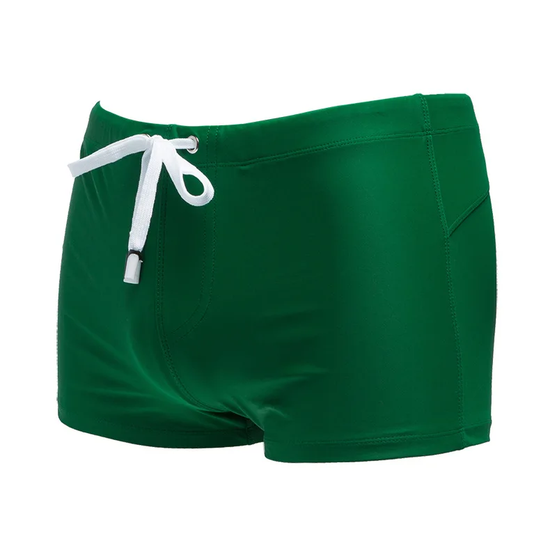 Wholesale swimming trunks men's professional training racing elastic quick-drying loose solid color men's swimming trunks B002