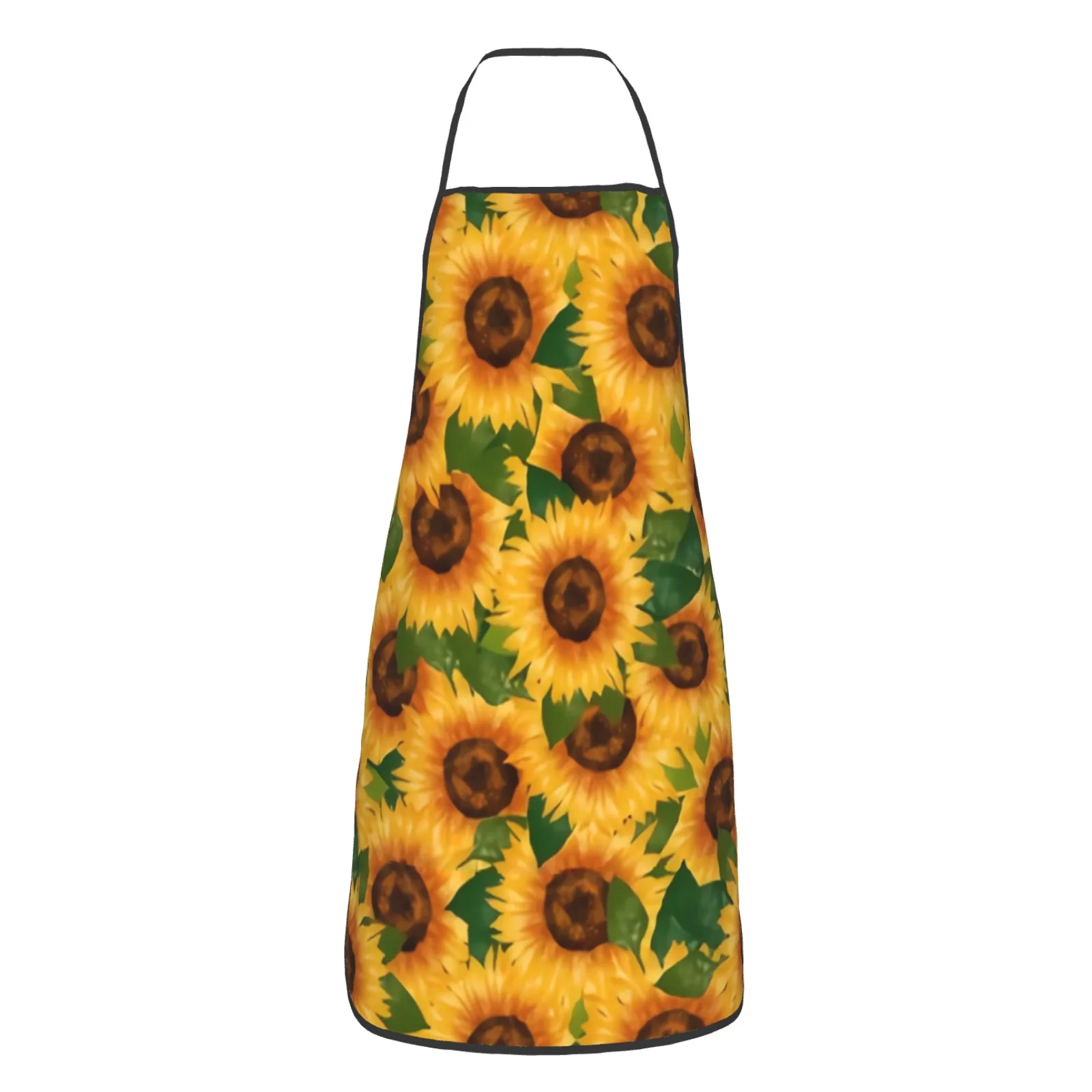 Green Leaves Polyester locking hem Apron Home Cooking Baking Kitchen Watercolors Apron Sunflower White Daisy Yellow Flower