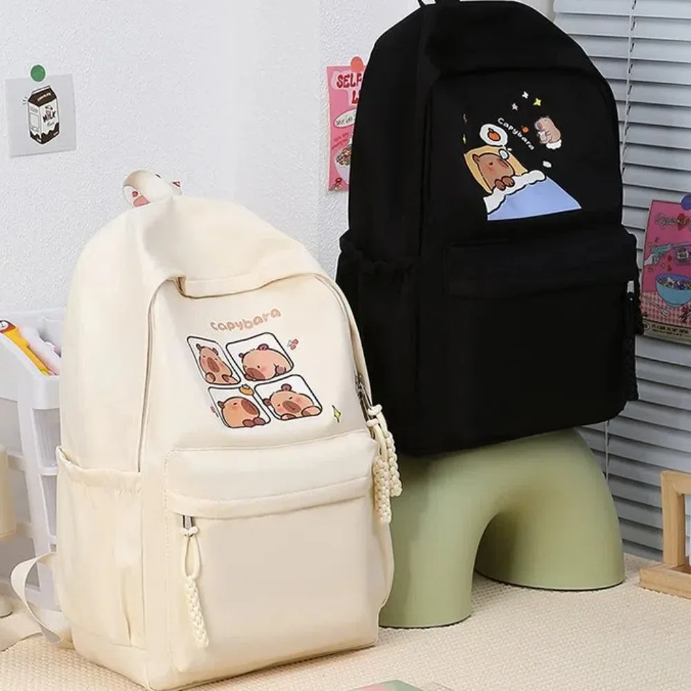 

Thickened Capybara Backpack Oxford Cloth Waterproof Cartoon Animal Daypack Badge Lightweight Large Capacity School Bag Daily
