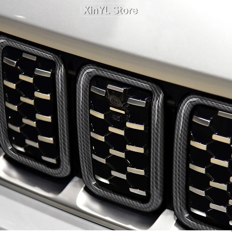 Picture 5: 7x Car Grille Inserts Front Grill Cover Ring Frame Trims Kit For Jeep Compass 2021 Up ABS Exterior Accessories