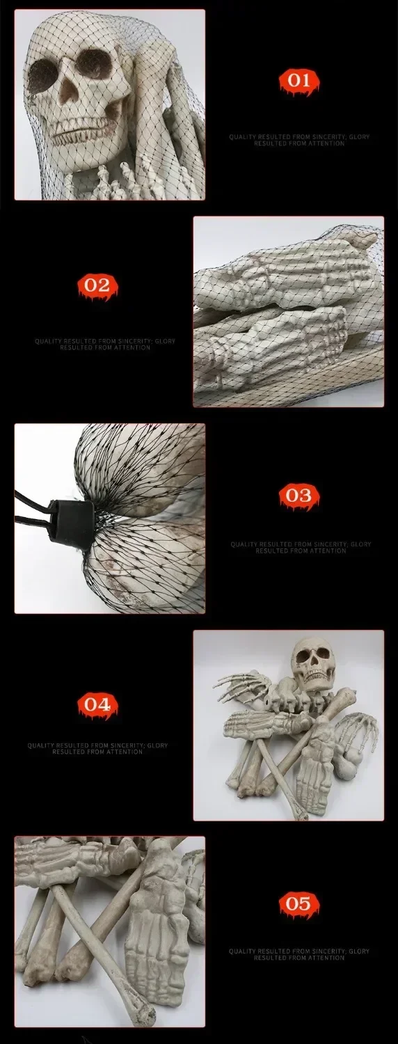 [Funny] Tricky toy Skeleton Bones model Simulation Human Bones Horror toys halloween props Haunted House Decorations prank toy