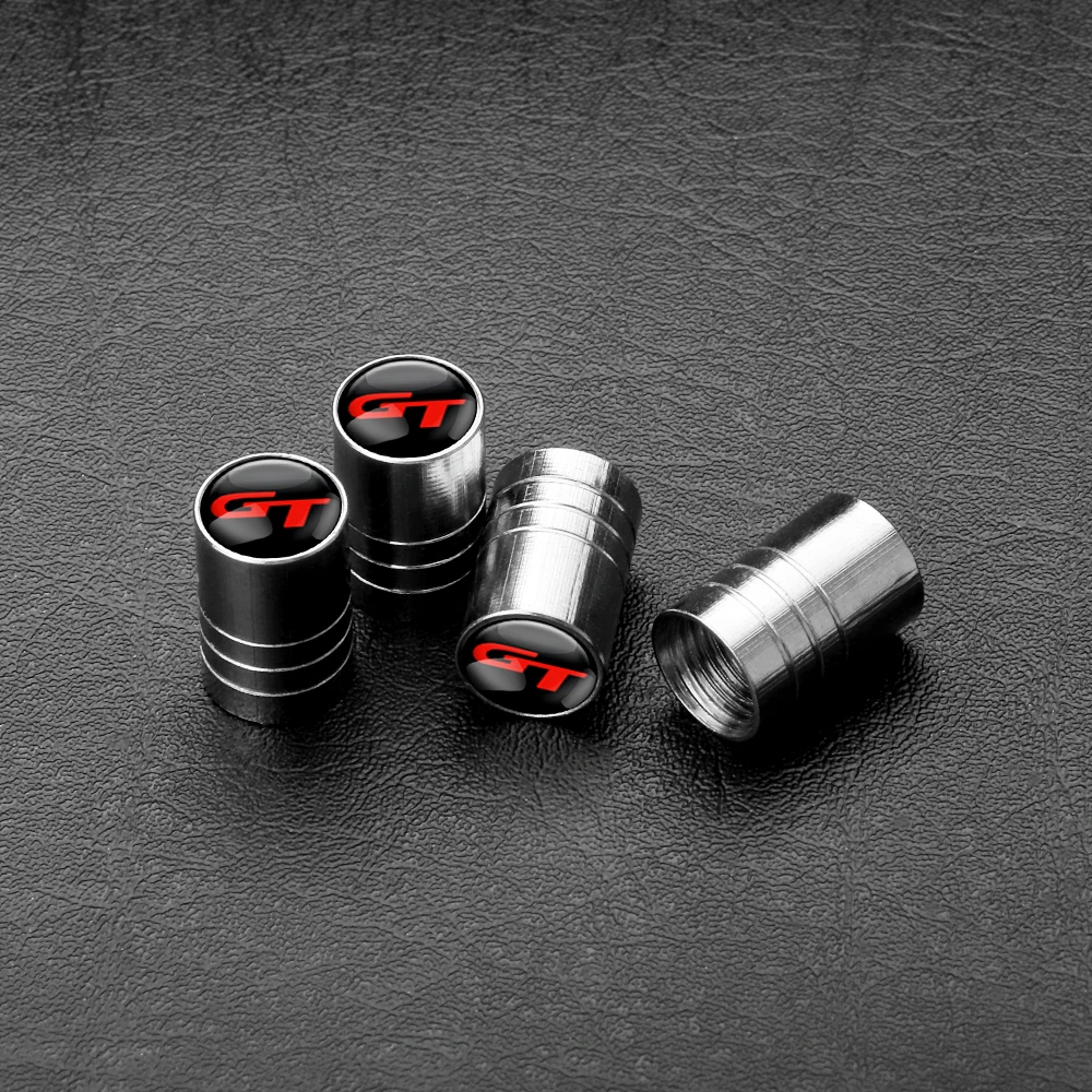 4pcs GT Badges Car Styling Wheel Tire Valve Stem Caps Auto Accessorie For BMW Mercedes Benz Ford Mustang Kia Peugeot Volvo Honda