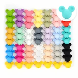 LOFCA Silicone Beads mouse  Beads 20pcs/lot Food Grade silicone beads  Colorful Chew Necklace Bracelet Bangle Jewelry Making