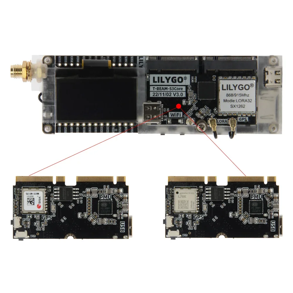 ESP32-S3 LoRa Development Board with SX1262 868/915MHz GPS U-bl ox L76K WiFi Bluetooth 1.3inch OLED