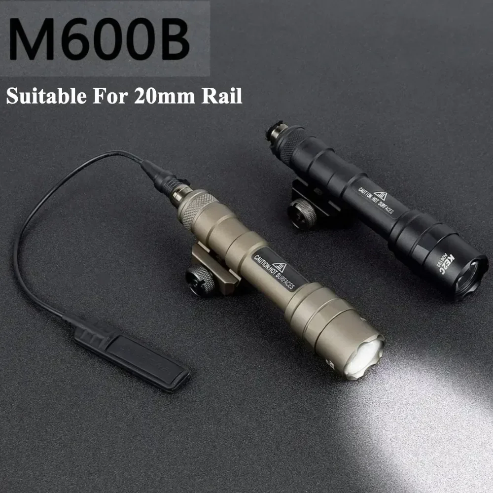 전술용 M300B M600B LED 손전등 업그레이드 메탈 스트로브 라이트 총 액세서리 20mm 레일 호환 사냥용 토치 압력 스위치 포함