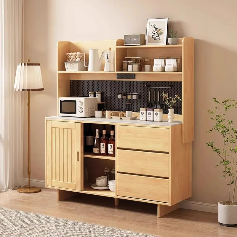 Tea sliding door cupboard rock slab countertop upgraded hole board with bull socket side cabinet