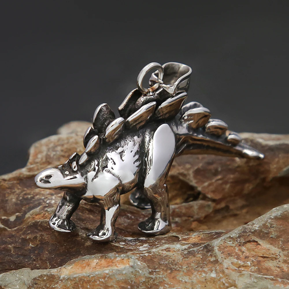 Fashion Creative Cute Dinosaur Necklace for Men Boy 316L Stainless Steel Unique Animal Pendant Biker Amulet Jewelry Wholesale