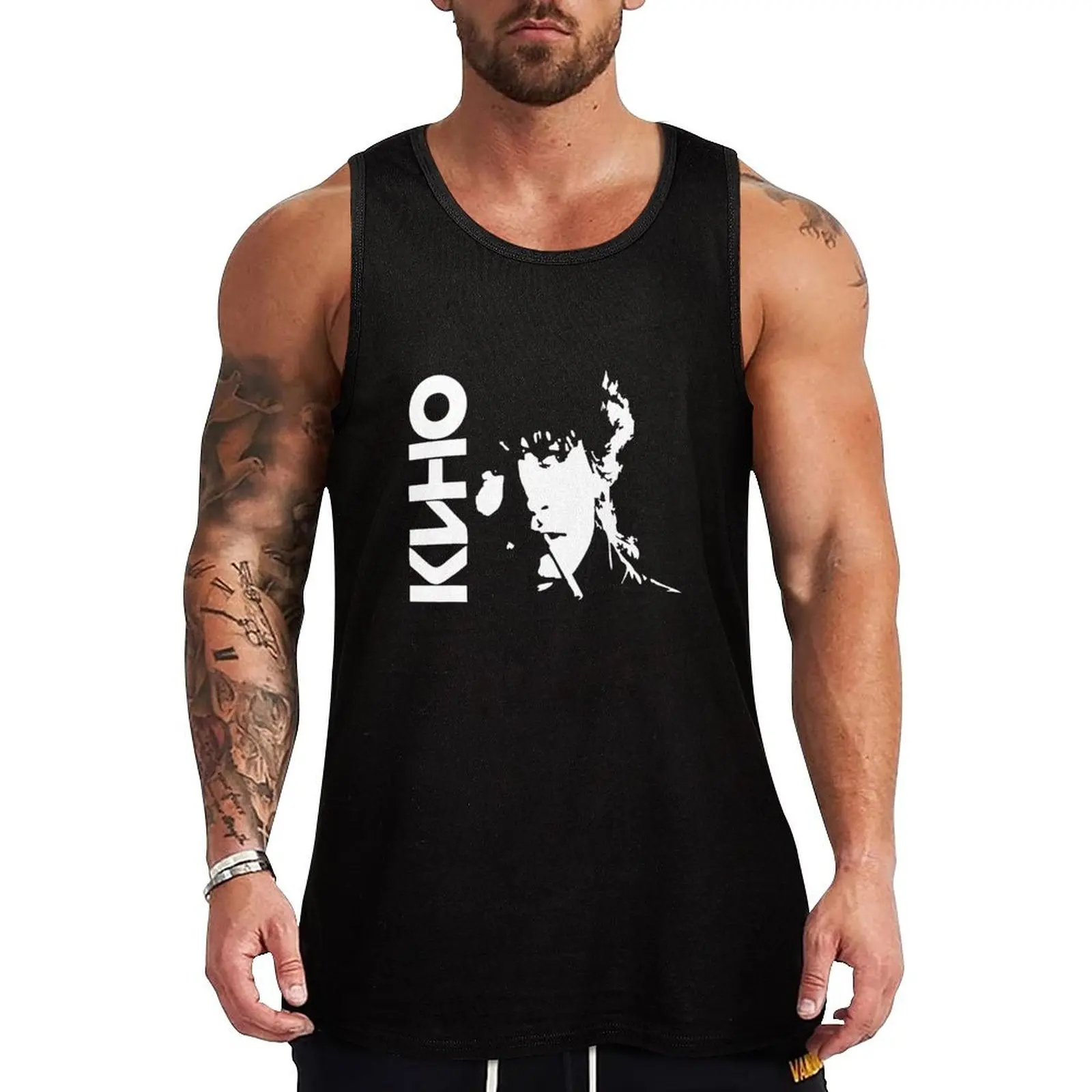 Kino Russian Band member somking Tank Top man sexy?costume vest for men