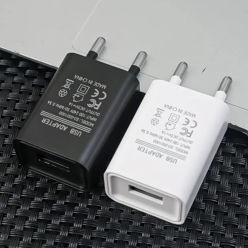 EU Plug 5V 1A Universal USB Wall CellPhone Charger Portable Charging Block Travel Power Adapters For IPhone IPad Samsung Xiaomi
