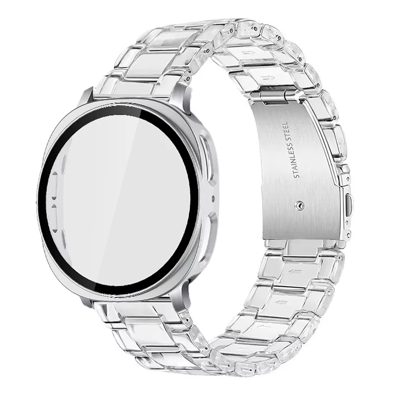 Casing PC Tali Resin untuk Jam Tangan Samsung 8 40Mm 44Mm Jam Tangan Pintar Penutup Kaca Antigores untuk Jam Tangan Galaxy 8 Klasik 46Mm Tali Korea