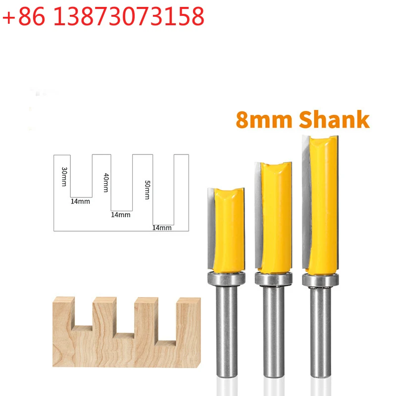 

8mm Shank Bearing Guided Straight Router Bit - 14mm Cutting Diameter Flush Trim Cutter for Template Copying & Edge Profiling