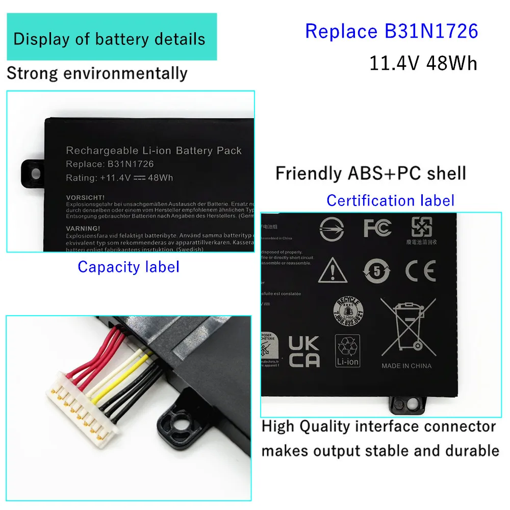 B31N1726 B31Bn91 Laptop Battery For Asus FX80 FX80G FX86 TUF Gaming FX504G FX504GM FX504GD FX504GE FX505G FA506 FA706 Series