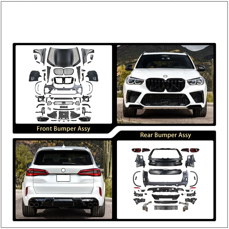 Bodykit grille headlamp fenders trunk tail lamp hood rear diffuser Use for BMW X5 E70(2008-2013) Upgrade to G05 X5M(2019-2022)