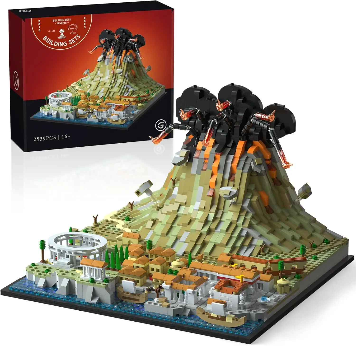 

Architecture The Ancient City of Pompeii Building kit; Mount Vesuvius Collectible Display Set 2539 Pcs for Adults and Teen; Comp