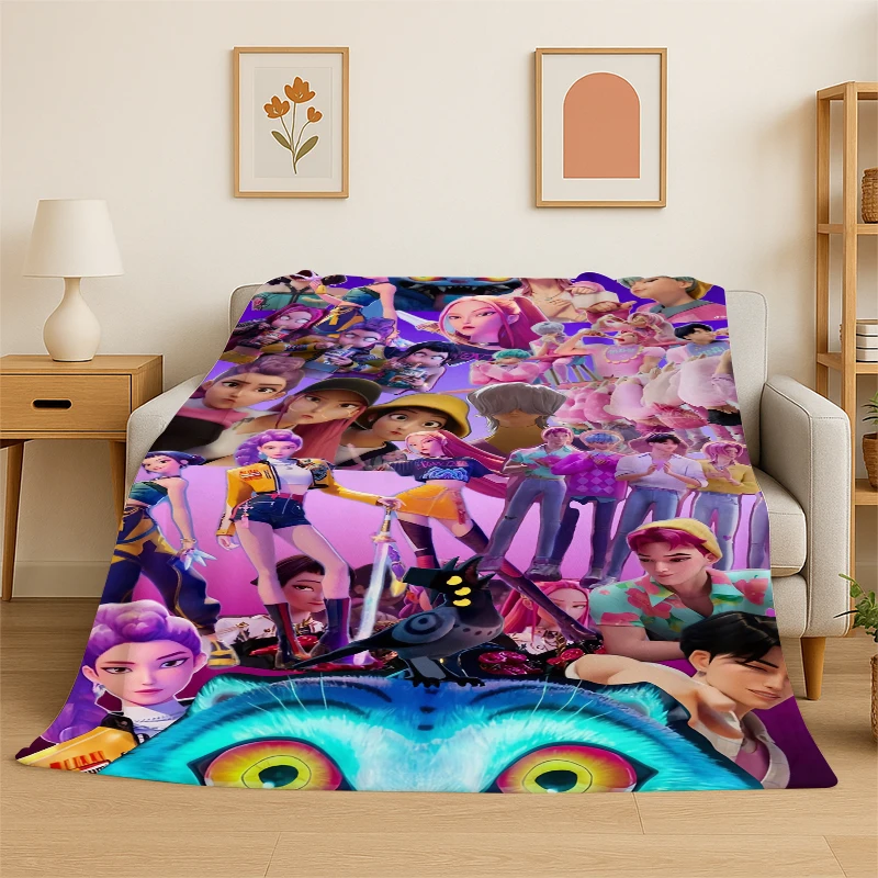 KPop D-Demon Hunters Girl Group Cartoon Soft Flannel Throw Blanket,Cozy Blanket for Bed,Couch,Sofa,Bedroom,Living Room,Travel