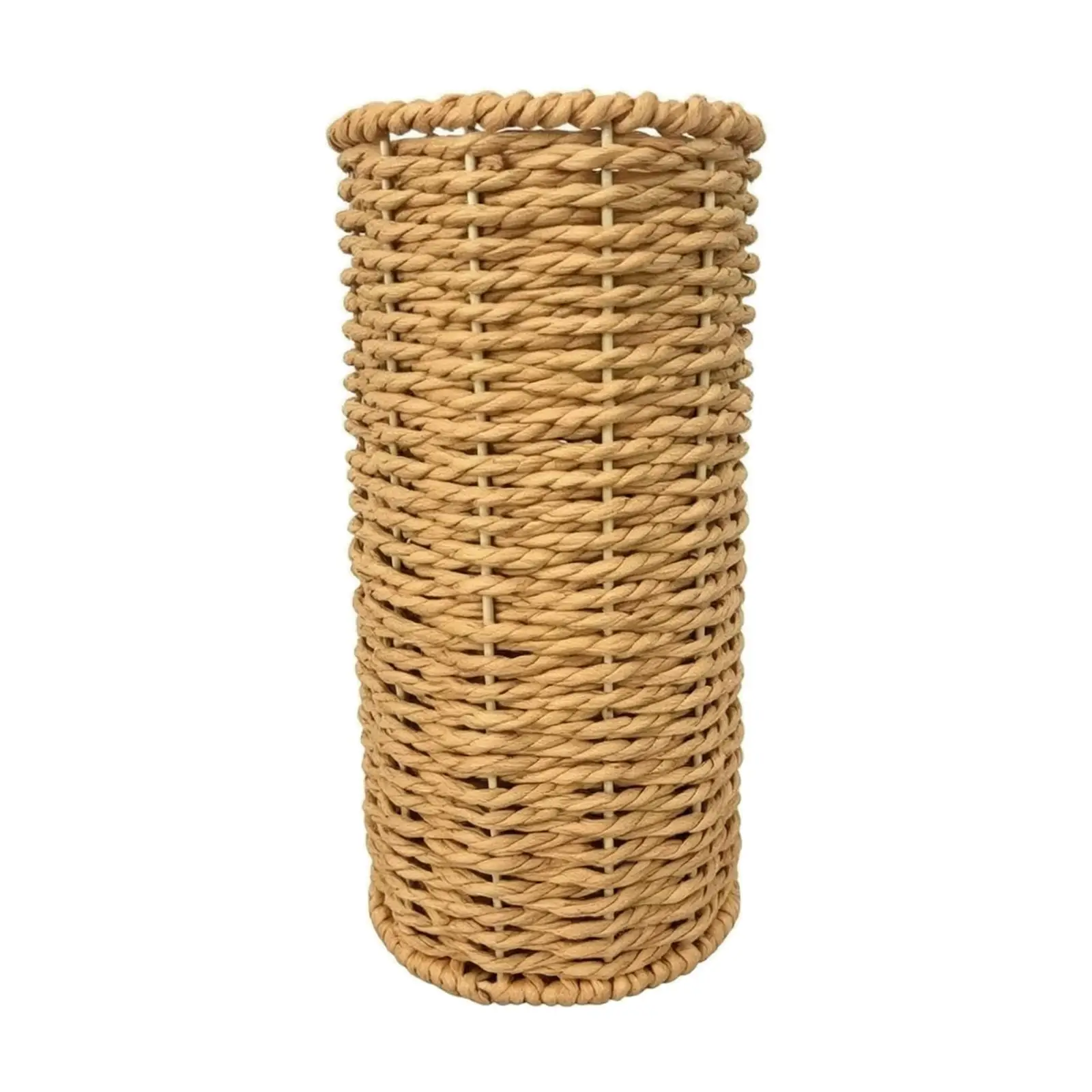 Handwoven Vase with Braided Edges Simple Woven Flower Vase Texture Decorative Stem Holder for Tabletop, Entryway, Living Room