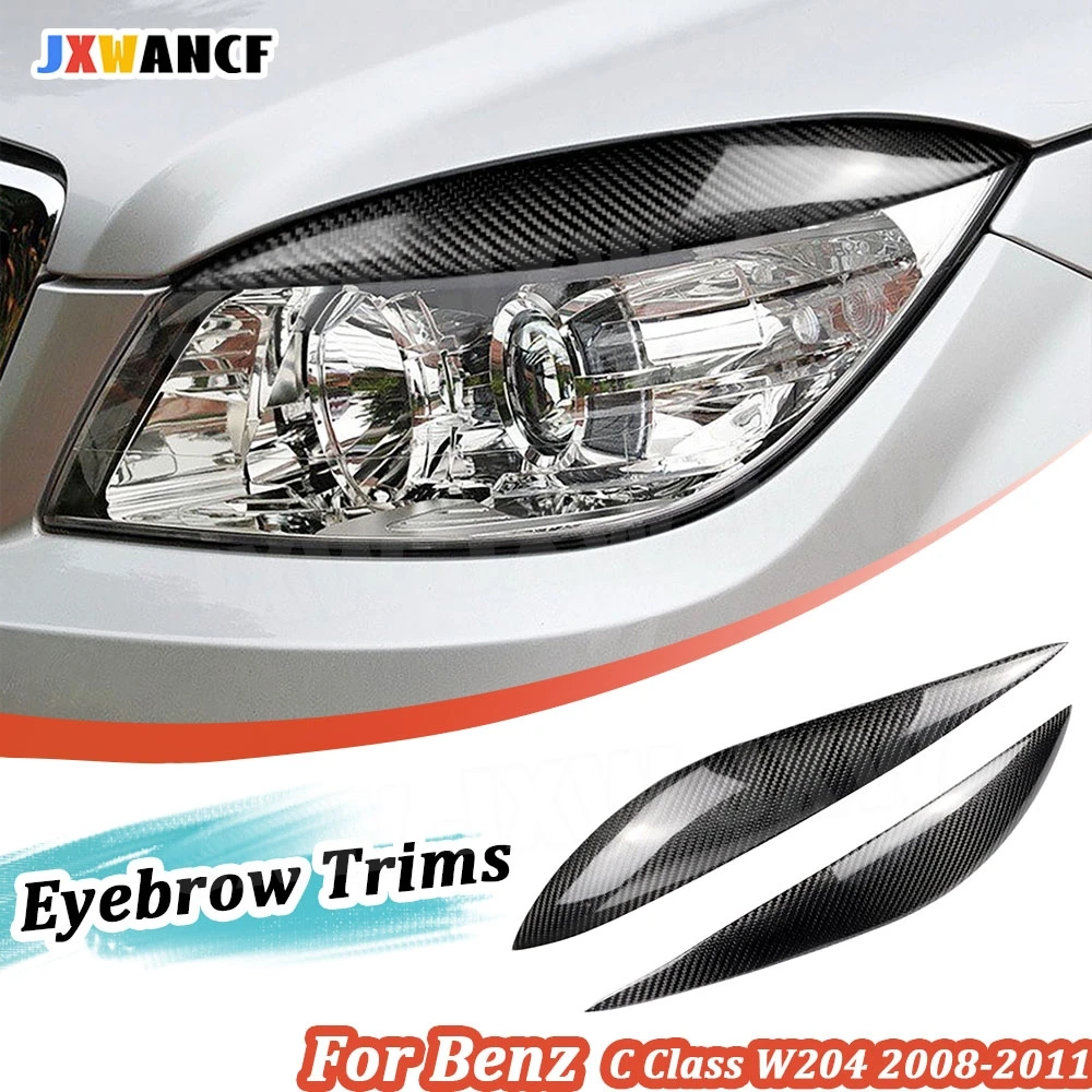 

JXWANCF Carbon Fiber for Benz C Class W204 2008-2011 Front Bumper Eyelid Eyebrow Trims Headlight Eyelids Head Lamp Eyebrow Cover