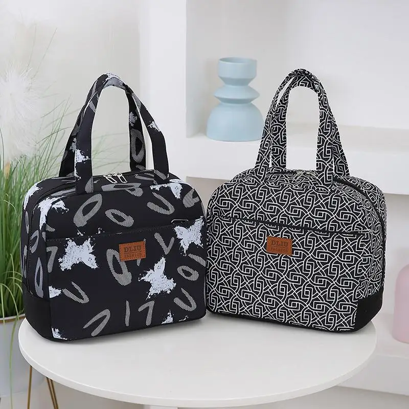 

Fashion Print Lunch Bag Insulated Bento Bag Portable Handheld Lunch Bags Casual Commuting Tote Purse For School Office Picnic