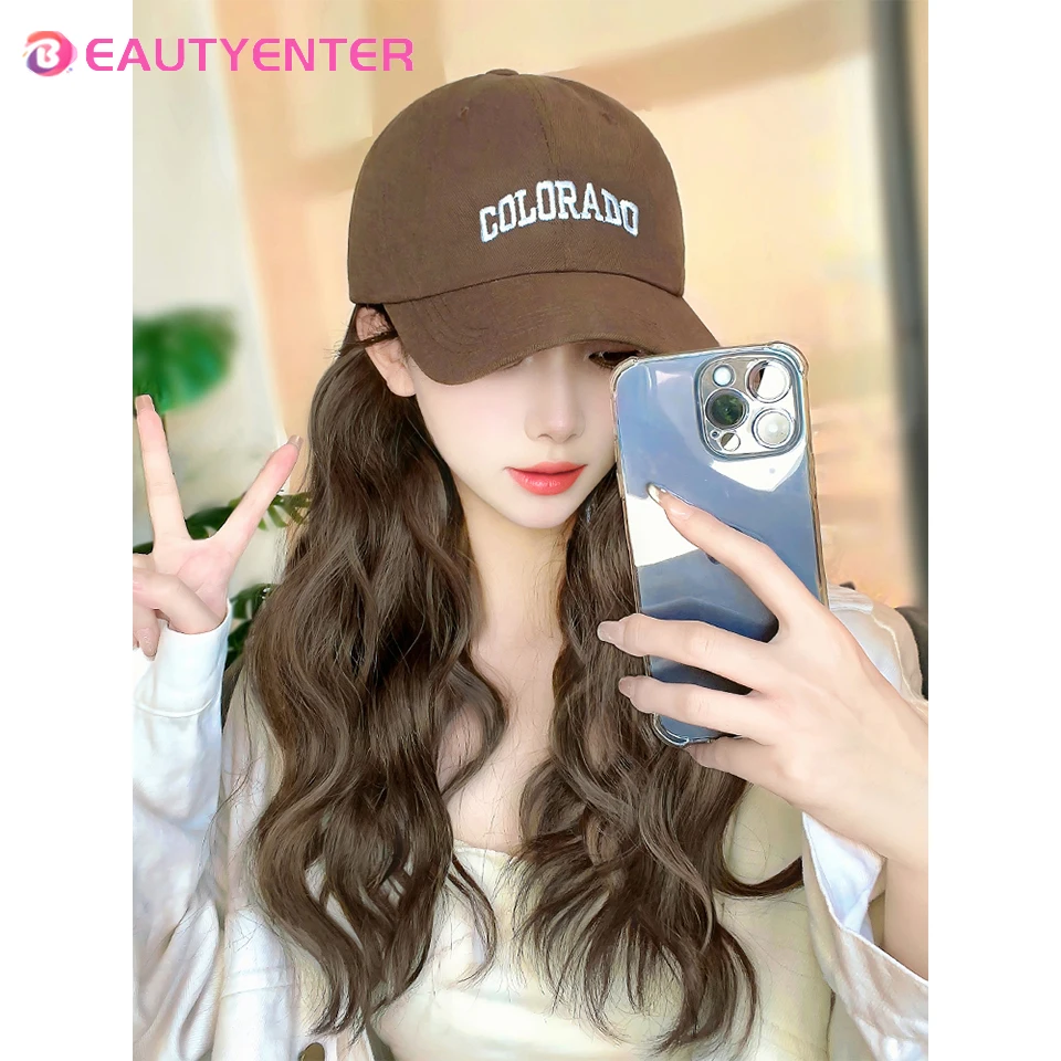 Beauty enter synthetische Hut Perücke Mode weiblich neue Herbst Brief Baseball Cap Lazy Roll Ripple Perücke Hut